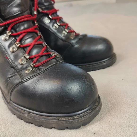 Red‎ Wing 971 Waterproof Motorcycle Boots Mens 9.5 Black Leather Steel Toe Work